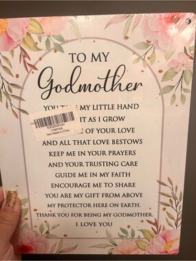 To My Godmother Floral Prayer Plaque - Pink